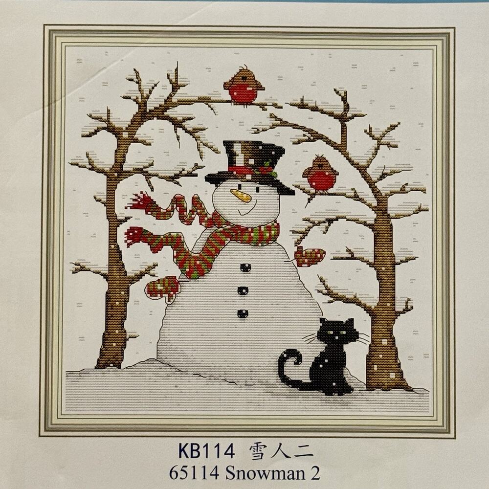 Joy Sunday Cross Stitch Kit 65114 Snowman 2 Pre-printed Fabric